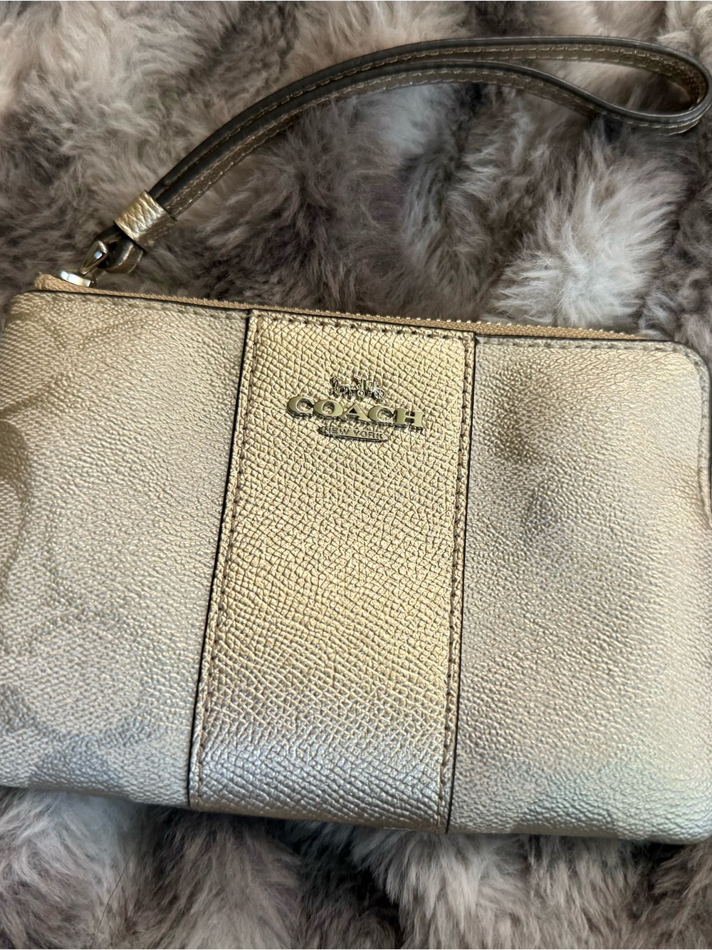 Coach Metallic Gold Wristlet Clutch